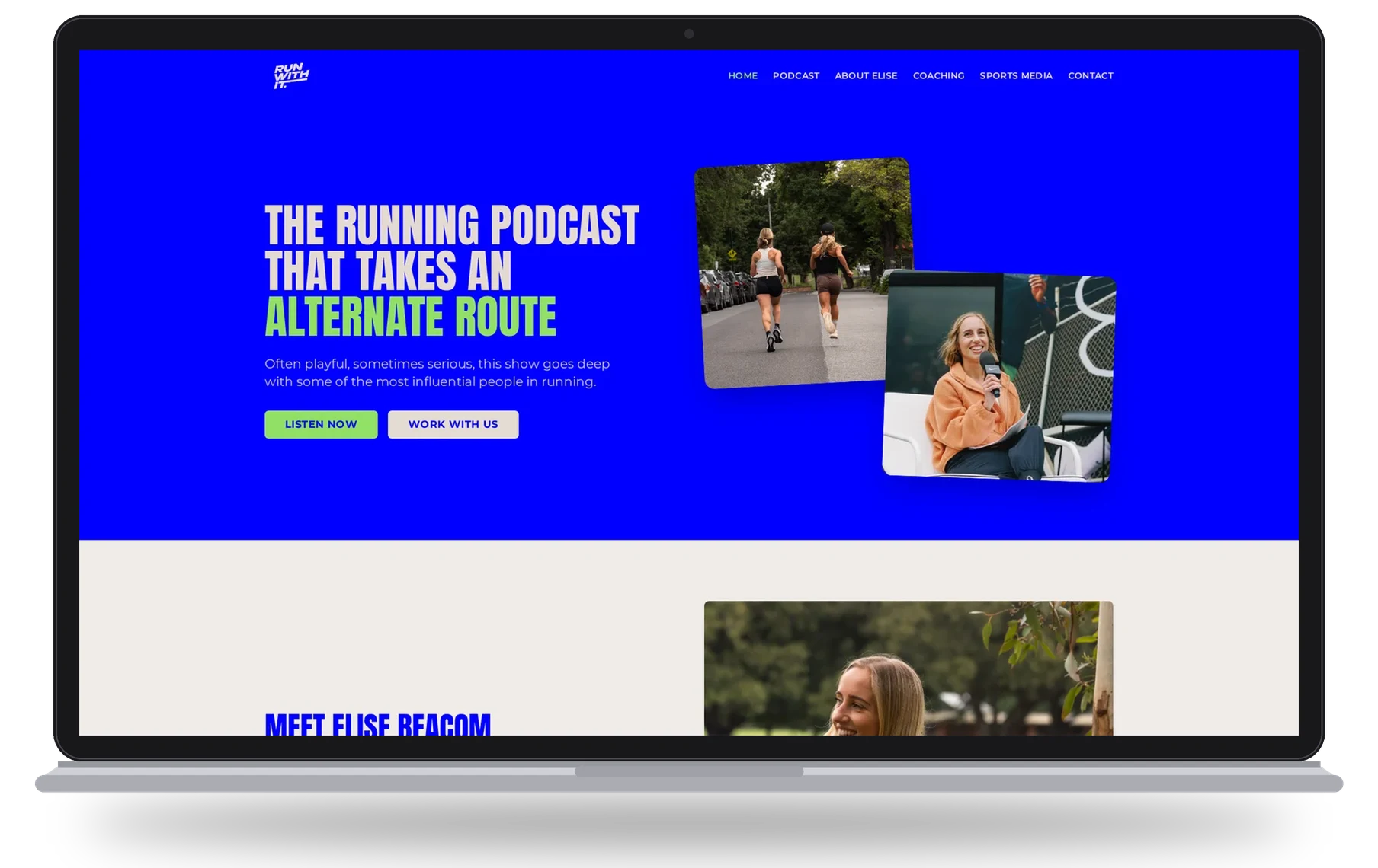 Run With It website shown on a laptop